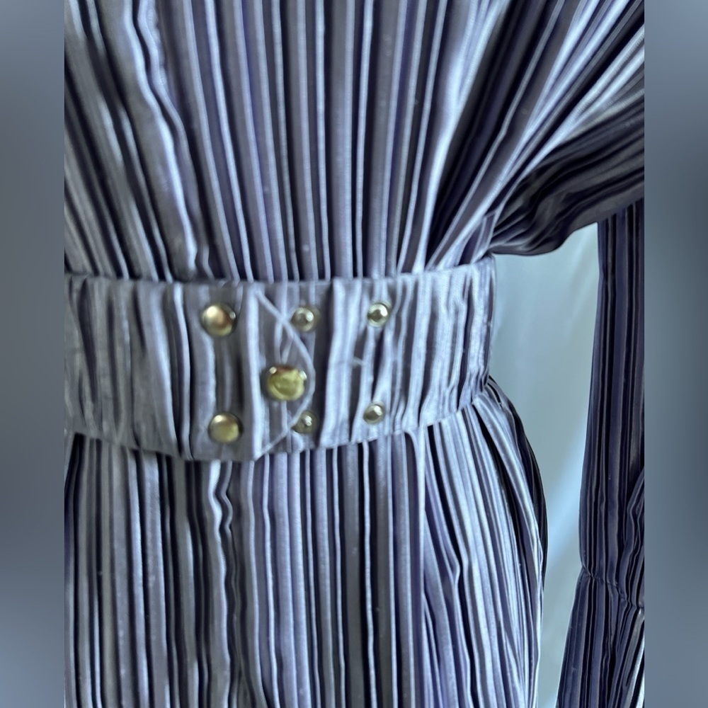 Purple Pleated Sheath Mini Dress for Wedding Guest - Picture 6 of 13